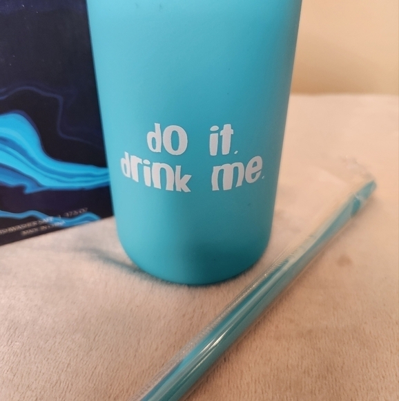 Do It Drink Me Glass Water Bottle With Straw - Picture 2 of 7